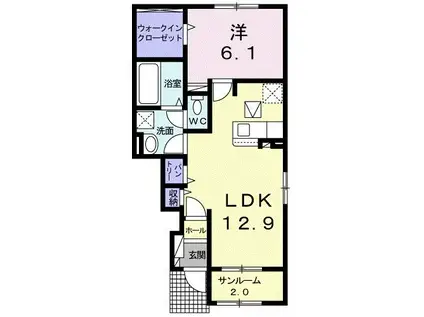 メゾン ソレイユ N(1LDK/1階)の間取り写真