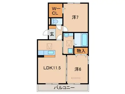 D-ROOM福島(2LDK/2階)の間取り写真