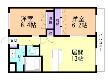 プランドールヒルズ(2LDK/3階)の間取り写真