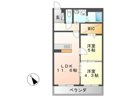 プレステージ坂本(2LDK/3階)の間取り写真