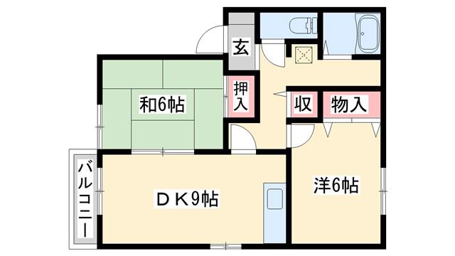 リバーコート(2DK/2階)の間取り写真
