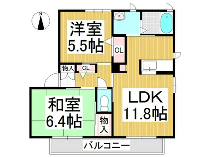 グランシャリオK(2LDK/1階)の間取り写真