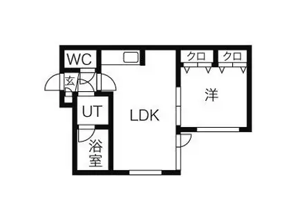 エクセル医大前(1LDK/1階)の間取り写真