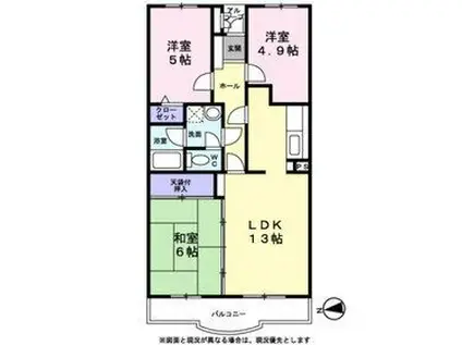 シャルム春日部(3LDK/4階)の間取り写真