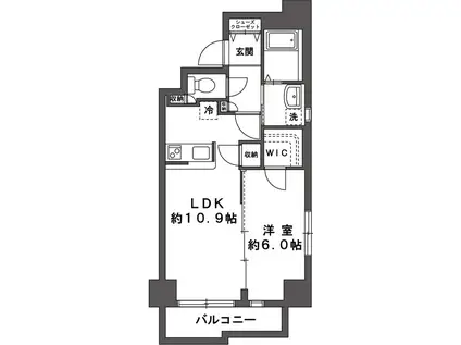 シティレジデンス町田中町(1LDK/6階)の間取り写真
