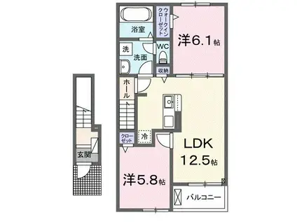グランノーブル(2LDK/2階)の間取り写真