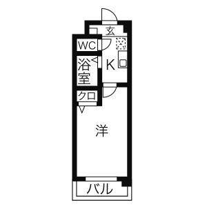 マメゾンちかふじ(1K/1階)の間取り写真