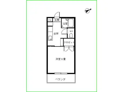 エムズ郡山II(1K/2階)の間取り写真