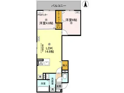 GRAMM北浜(2LDK/3階)の間取り写真