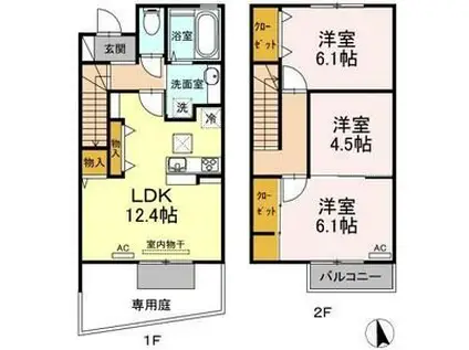 カーサ・デ・フィオーレ(3LDK/1階)の間取り写真