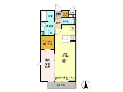 メルヴェーユ三郷中央D(1LDK/1階)の間取り写真