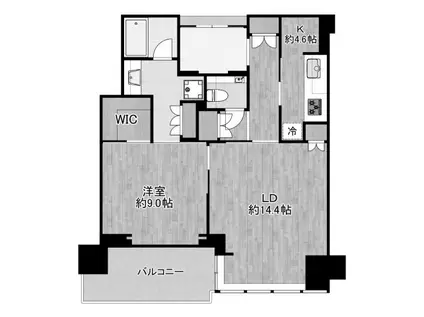 グラングリーン大阪 THE ノース RESIDENCE(1LDK/34階)の間取り写真