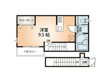 カーサグエル川内(ワンルーム/2階)の間取り写真
