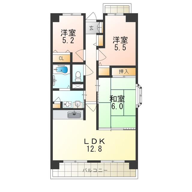 コンフォールアビタシオン(3LDK/6階)の間取り写真