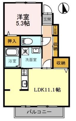 クレアー A棟(1LDK/1階)の間取り写真