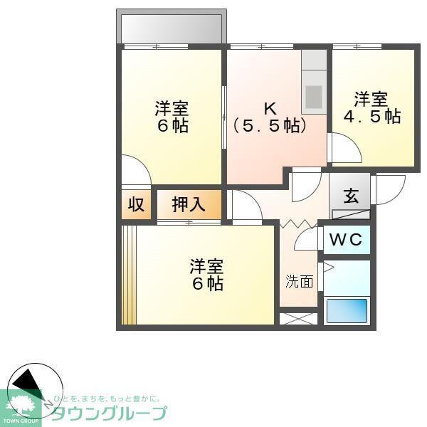 ドゥオメゾンA(3K/1階)の間取り写真