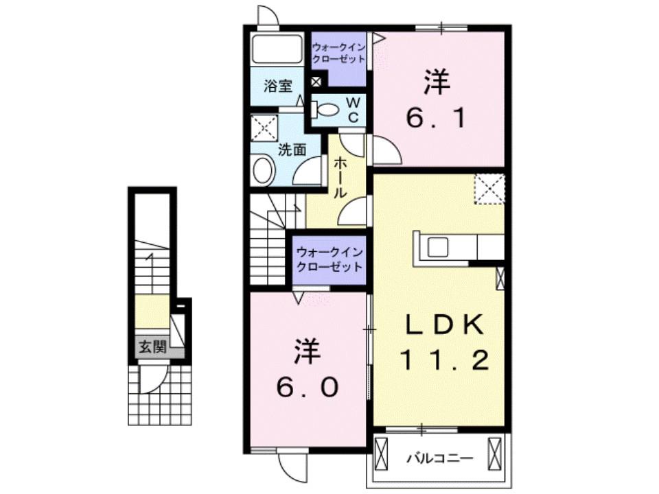 けやきレジデンスC(2LDK/2階)の間取り写真