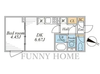 LEGALAND桜新町(1DK/2階)の間取り写真