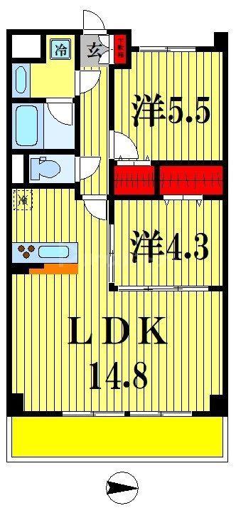 ベルヴァンス(2LDK/2階)の間取り写真