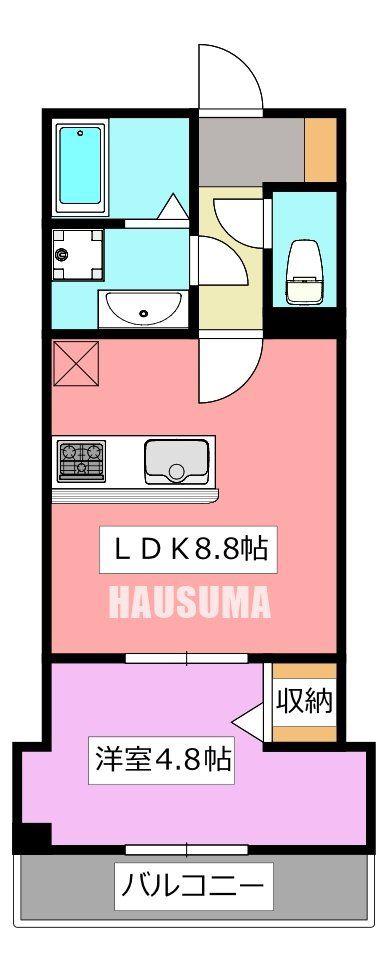 アローマ王子本町(1LDK/2階)の間取り写真