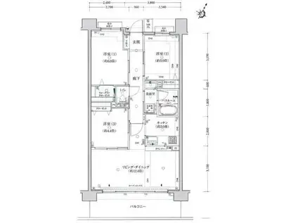 クリオかしわ台(3LDK/6階)の間取り写真