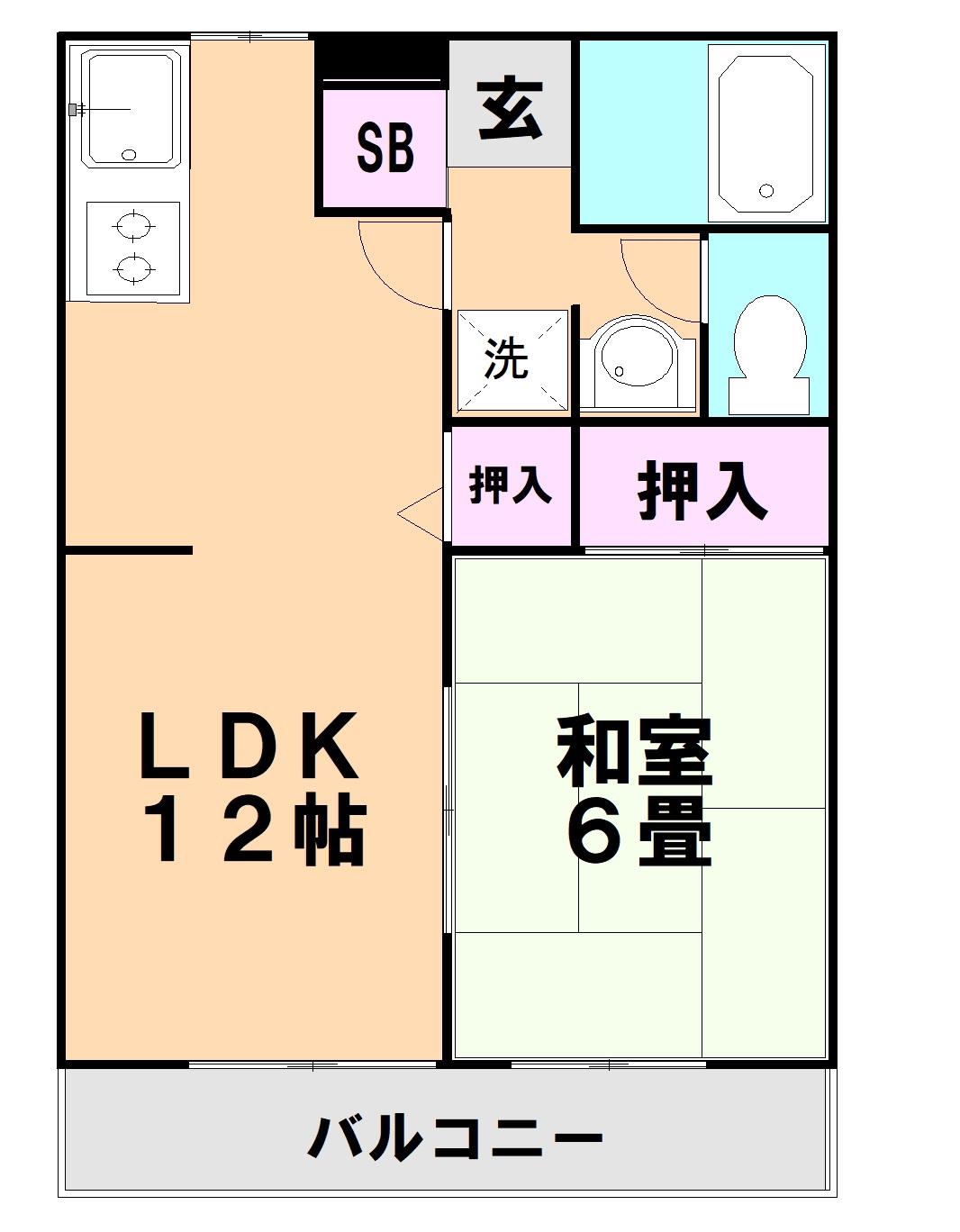 ガーデンコート宇美(1LDK/2階)の間取り写真