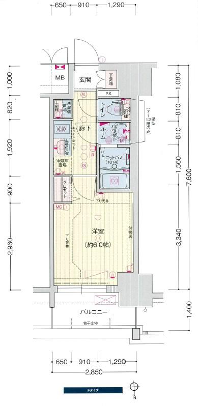 プレサンスNAGOYAシティオ(1K/5階)の間取り写真