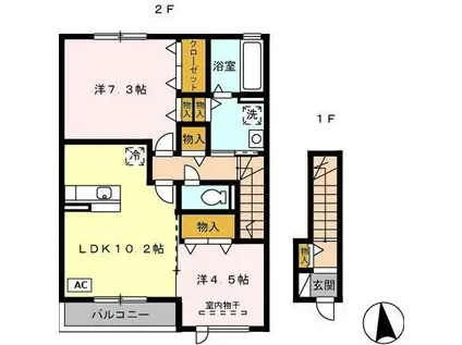 リコ プロスペラーレ B(2LDK/2階)の間取り写真