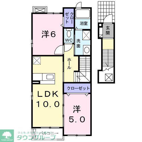 リヴァーサイド YS(2LDK/2階)の間取り写真