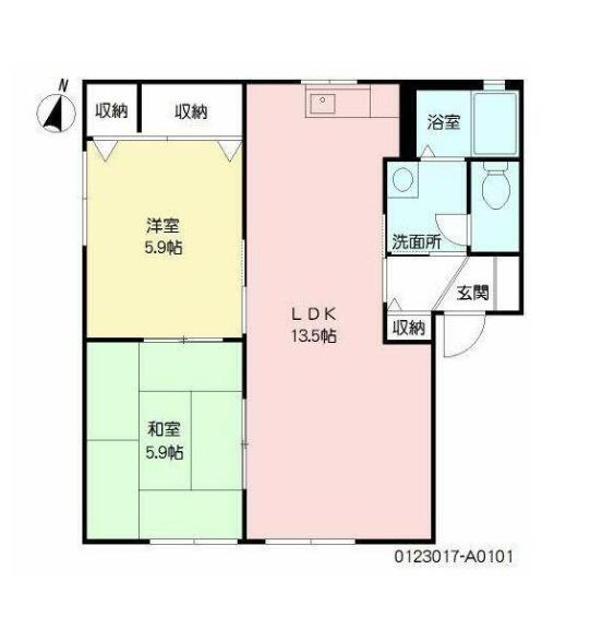 シャルマン五常(2LDK/1階)の間取り写真