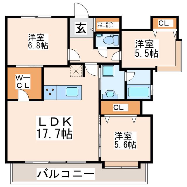 ル・ブノール大江(3LDK/2階)の間取り写真