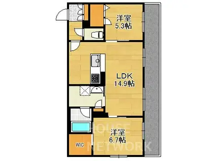 HABITER御所西(2LDK/3階)の間取り写真