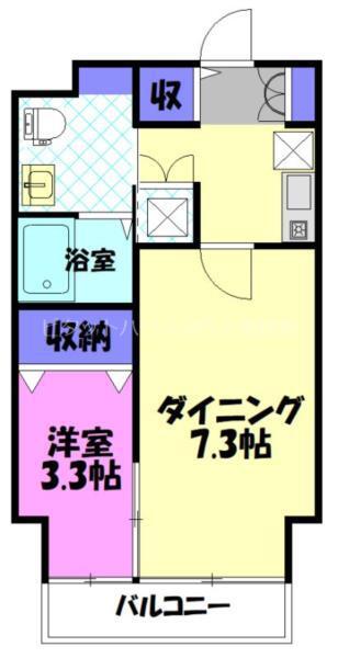 ゴールドライフマンション宇都宮(1DK/3階)の間取り写真