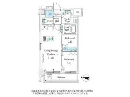 J.GRAN COURT 品川西大井ウエスト(2LDK/4階)の間取り写真