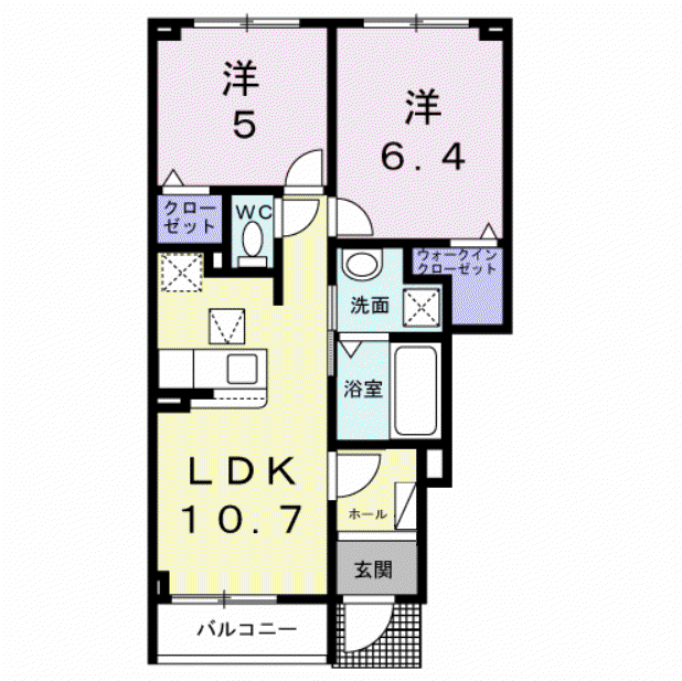 カーサ ソラーナ(2LDK/1階)の間取り写真