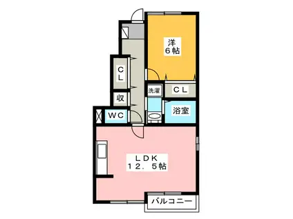 トム・ハウスA(1LDK/1階)の間取り写真