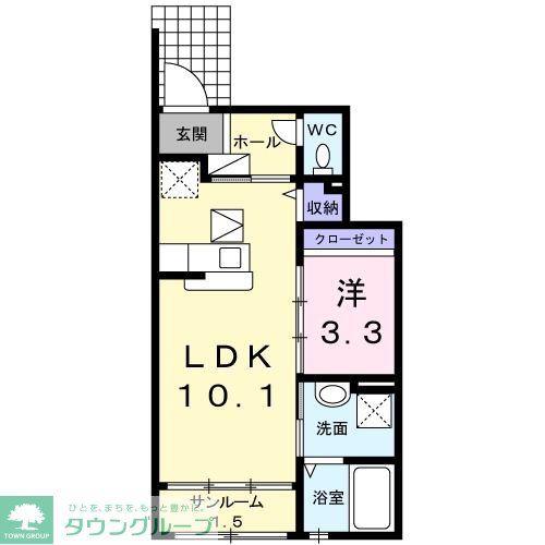 シエロビスタ常盤平(1LDK/1階)の間取り写真