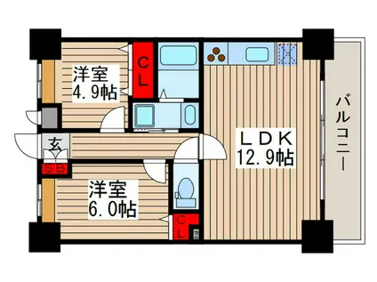 PURE LA(2LDK/6階)の間取り写真