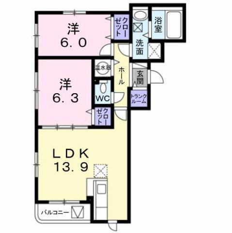 グランドコモンズ(2LDK/2階)の間取り写真