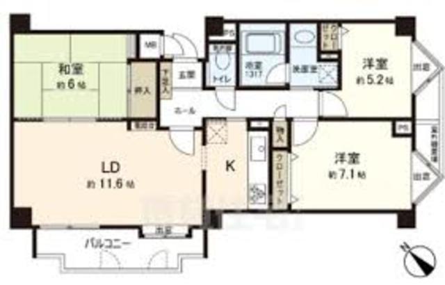 ソピアグランテージ藤崎(3LDK/5階)の間取り写真