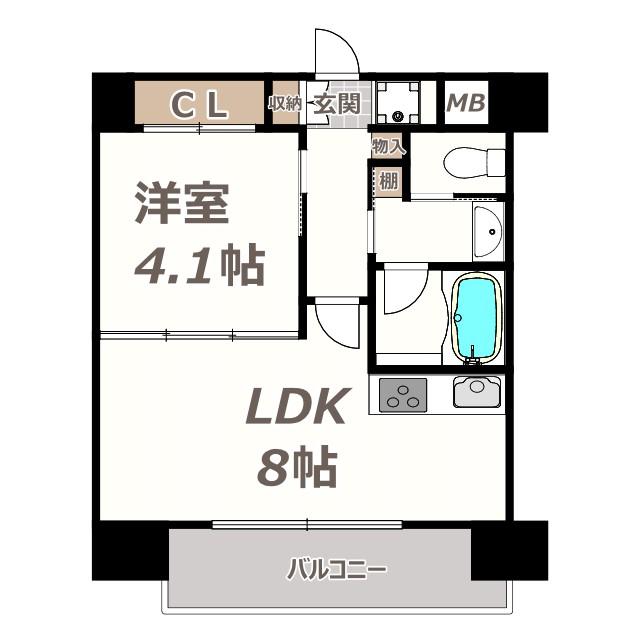 トーシン松崎町(1LDK/4階)の間取り写真