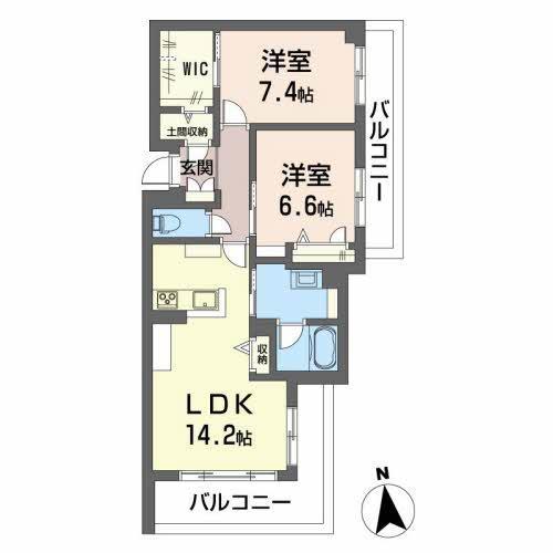 クロムノワール(2LDK/2階)の間取り写真