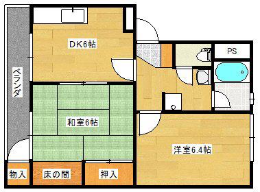 椿コーポ(2DK/1階)の間取り写真