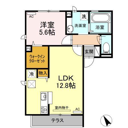 カサフロールA(1LDK/1階)の間取り写真