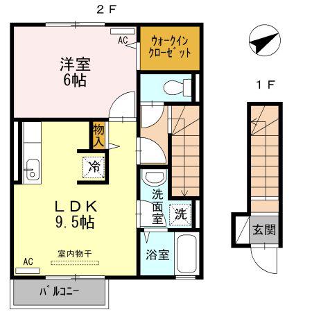 レーベンパディー(1LDK/2階)の間取り写真