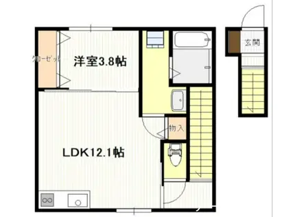 和木3丁目アパート(1LDK/2階)の間取り写真