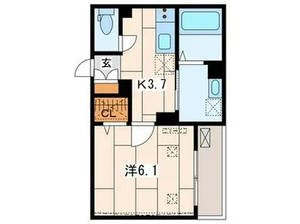 LE LIS BLANC II 303(1K/1階)の間取り写真