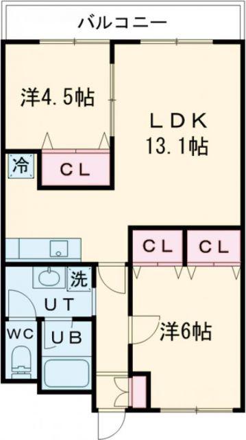 プリンスコーポ(2LDK/2階)の間取り写真