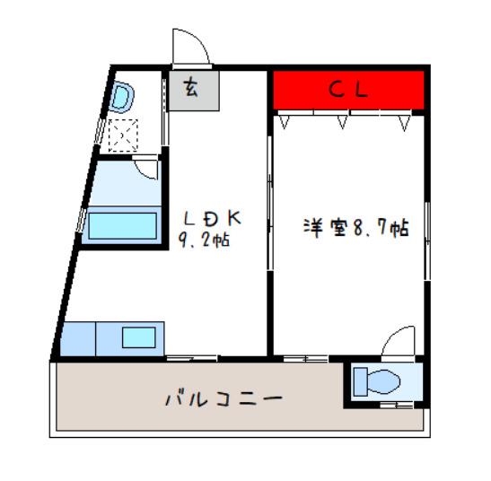 コーポウエムラ(1LDK/1階)の間取り写真