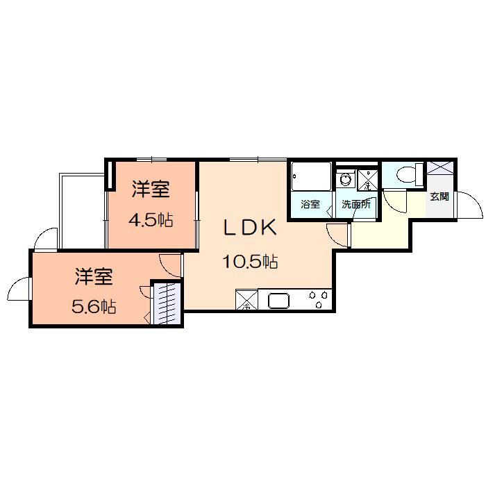 BLUE LOTUS(2LDK/3階)の間取り写真